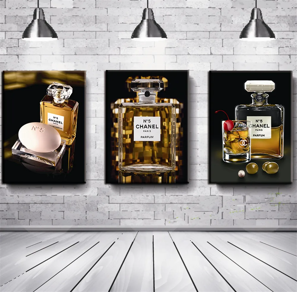 3 Pcs Unframed Canvas Painting Famous Brand Perfume Printed On Canvas