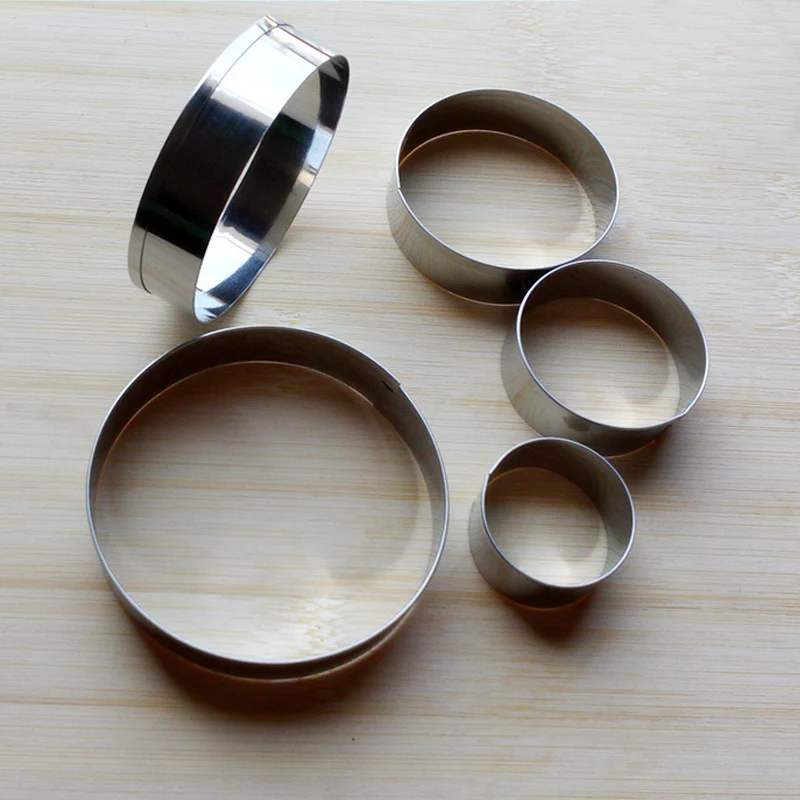 

5Pcs/Set Stainless Steel Round Circle Cookie Mold Mousse Cake Ring Baking Pastry Tool Biscuit Cake Mold Fruit Cutter Mould