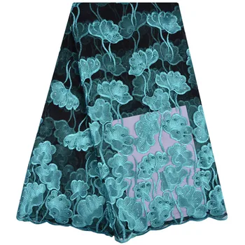

2018 High-end Fashion French Lace Fabric High Quality African Tulle Embroidered Flower Patterns Net Lace Fabric For Wedding 1224