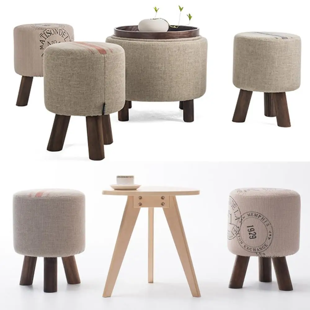 

Fashion shoes stool wood ottoman stool dressing minimalist pure cotton fabric sofa,wood furniture wait stool