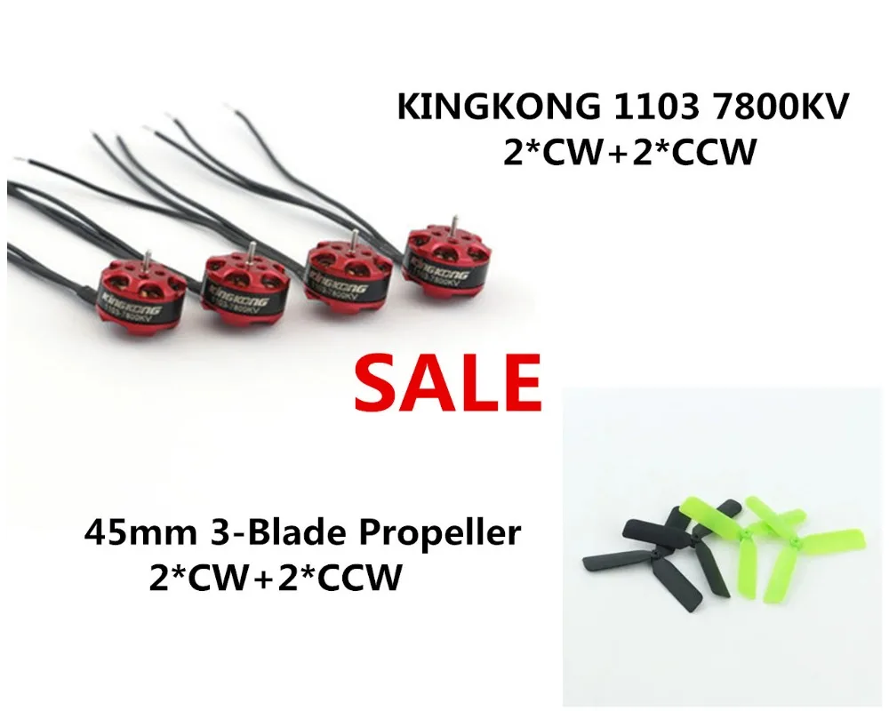 4pcs set KINGKONG 1103 7800kv Mini Brushless Motor 45mm3 Blade Propeller for RC Mini Multirotor font
