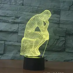 Thinker 3d лампа красочный сенсорный светодиодный визуальный Usb СВЕТОДИОДНЫЙ Ночник подарок украшение ночник очаровательный рисунок для детей