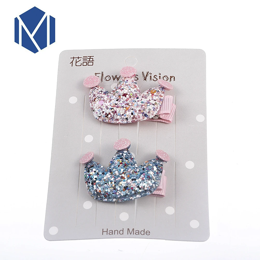 

M MISM Korean Fashion 2Pcs/Set Crown Child Hair Clips Bling Bling Barrette Girls Prendedor De Cabelo Cute Spinki Dla Dziewczynek