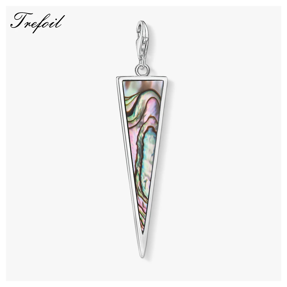 

Colorful Triangle Charms Pendant, 2019 Fashion Jewelry 925 Sterling Silver Trendy Shell Gift For Women Men Fit Bracelet Necklace