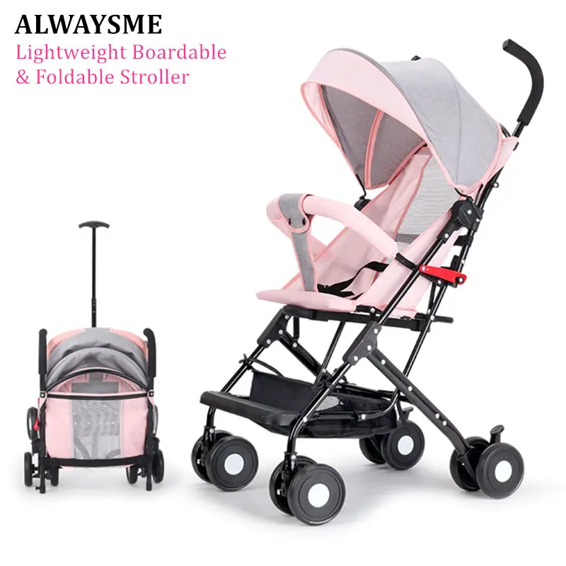 

ALWAYSME Boardable Ultra Light Folding Baby Kids Stroller Cart it Can Sit Or Lie High Landscape Suitable 4 Seasons