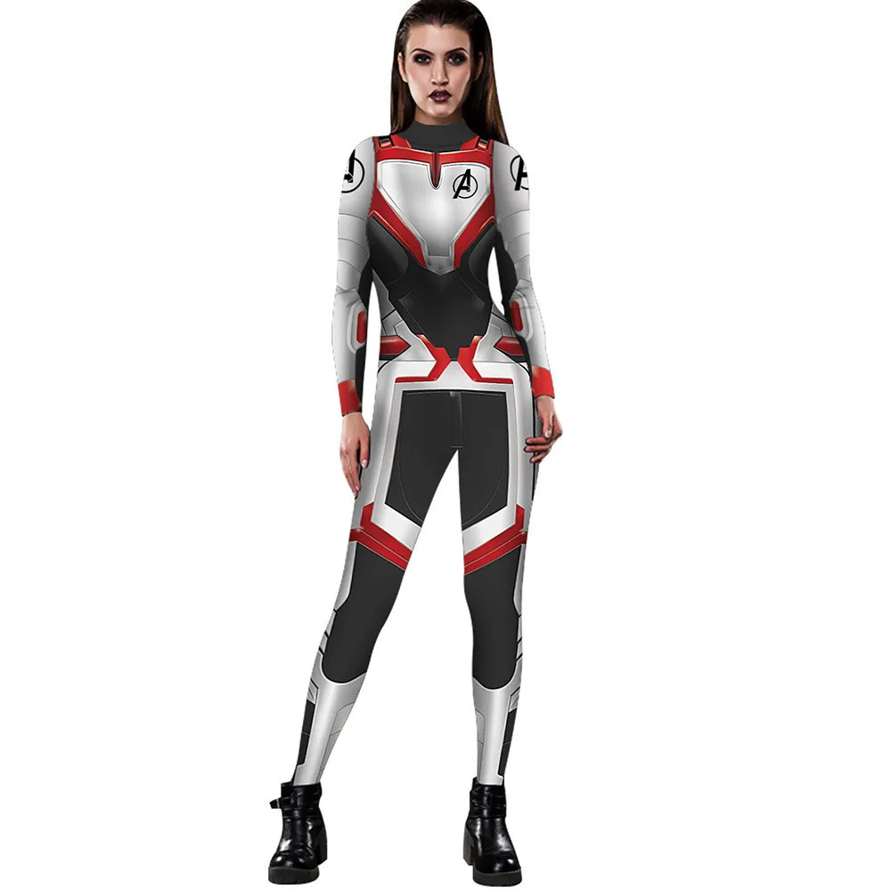 Avengers Endgame 3D Print Technology Costume Cosplay Women Jumpsuit Costumes For Girl Zipper Bodysuit Plus Size