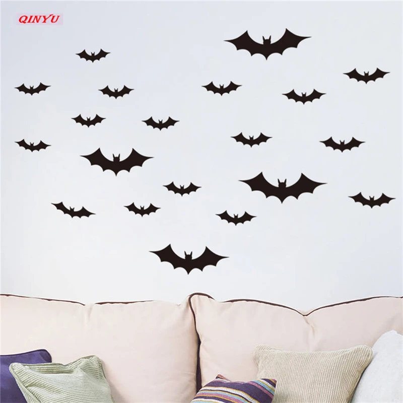 12PCS Halloween Black 3D DIY PVC Bat Wall Sticker Decal Home Halloween Decor New 12PCS Halloween Black 3D DIY PVC Bat Wall Sticker Decal Home Halloween Decor New