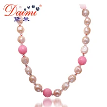 DAIMI 11-12 MM Barroco de La Perla y Collar de Piedra Natural Joyas de Colores, Collar de perlas Collar de La Cinta Collar Largo