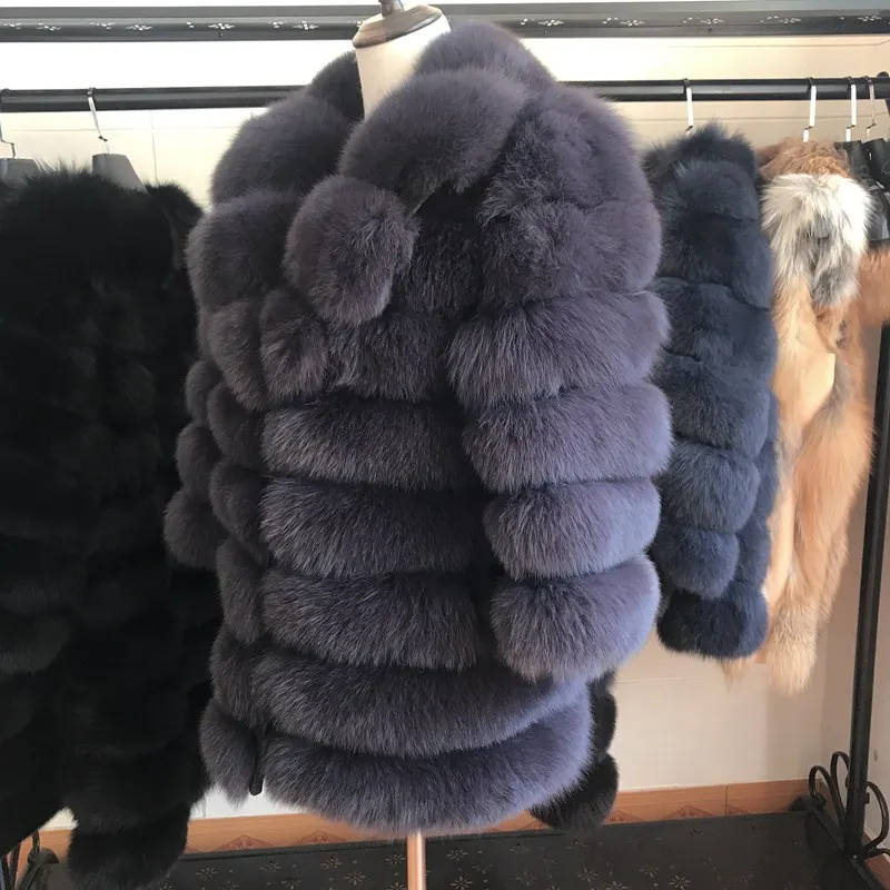 70CM Natural Fox Fur Coat Real Fox Fur Vest Jacket Women's pretty Warm Coat. Natural Real Fur Coat Real Fur Coats