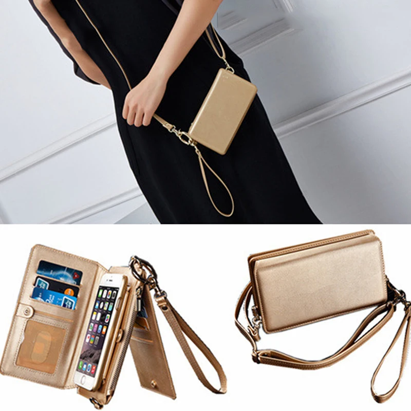 

Wallet PU Leather mobile phone Case for Samsung Galaxy Note 8 S8 S9 Plus model holster high quality mini shoulder crossbody bag