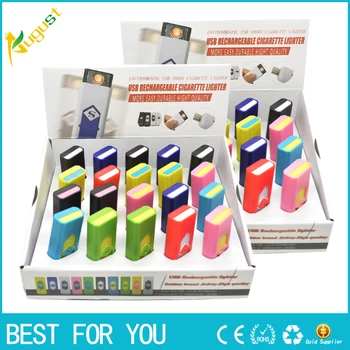 

100pcs/lot Cigarette Lighter Portable USB Electronic Rechargeable Battery Cigarette Flameless Lighter with flash perfect package