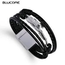 Горячая мода мульти Многослойный кожаный браслет завод кристалл лист ювелирные украшения для женщин и девочек мужские вечерние аксессуары Магнит пряжка подарок