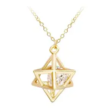 Geometría 3D Estrella de ocho Puntas, Estrella Colgante Collar de Color Oro con el Collar de Cristal para Las Mujeres Niñas