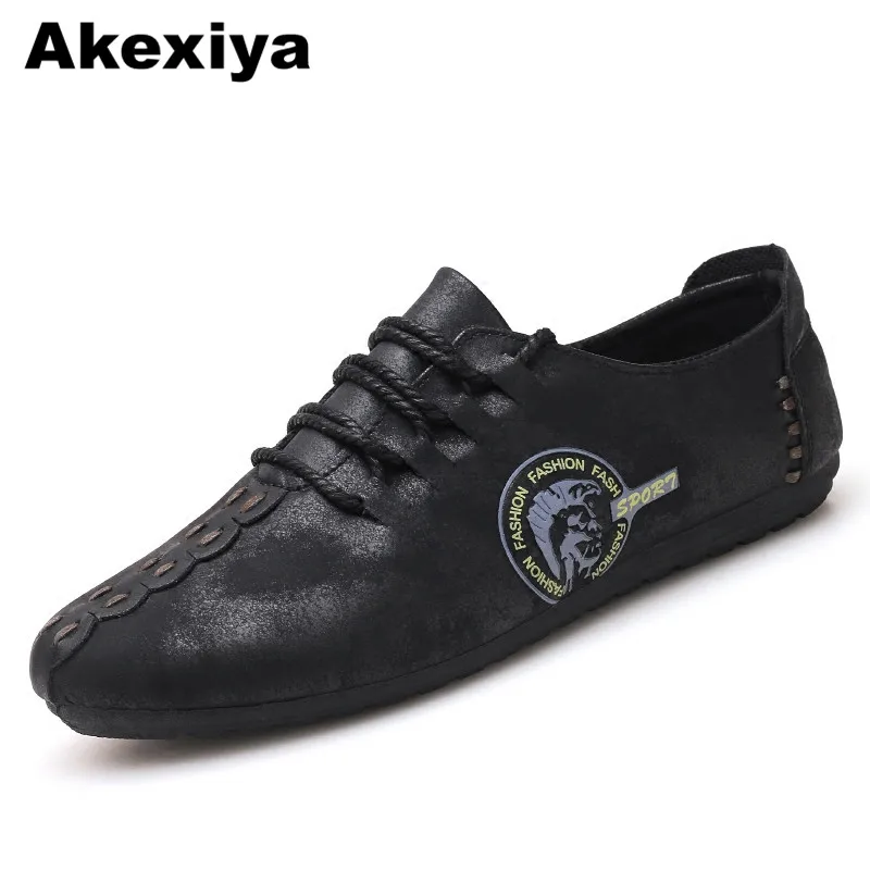 

Akexiya 2018 New Comfortable Casual Shoes Loafers Men Shoes Quality Split Leather Shoes Men Flats Hot Sale Moccasins Shoes