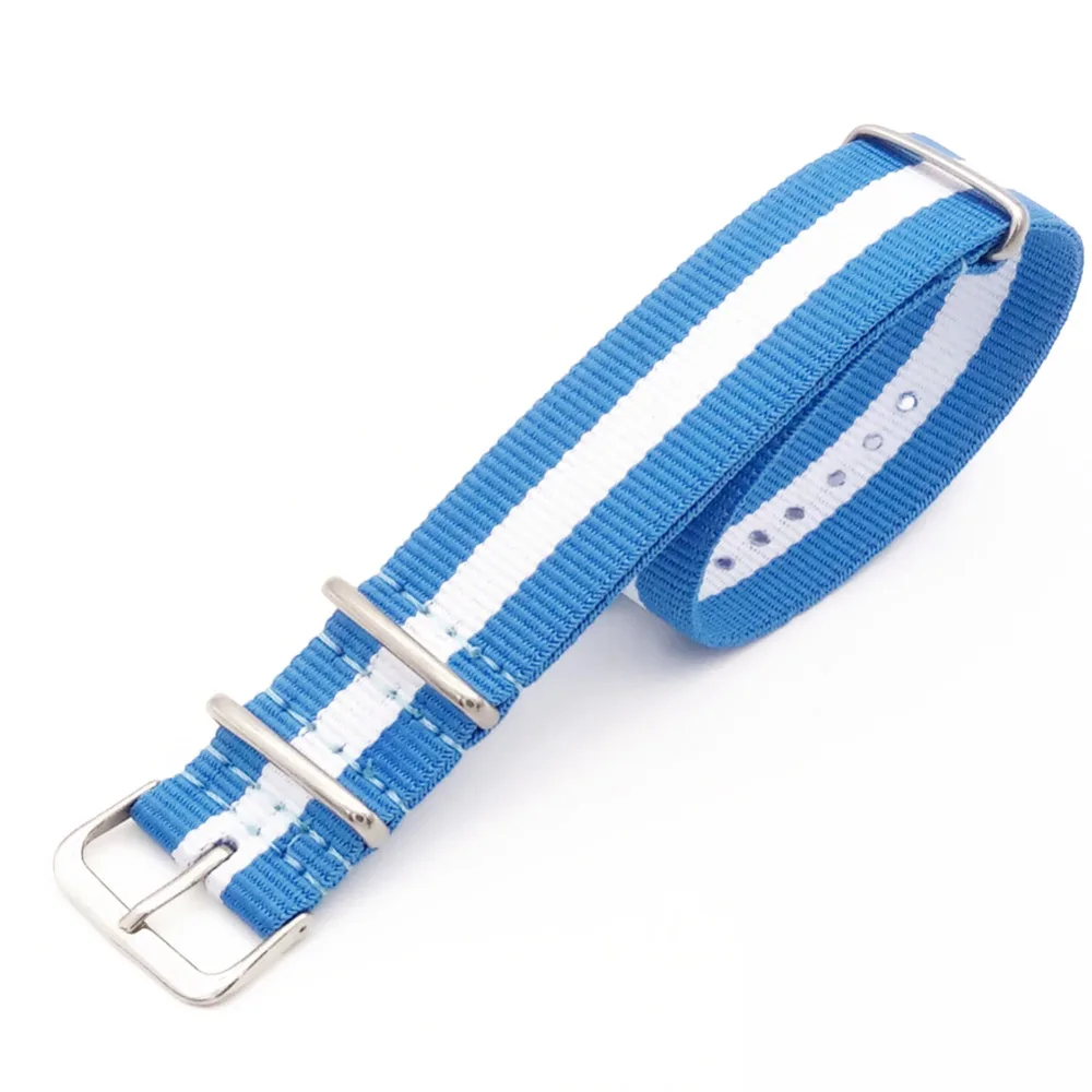 

18 20 22 24mm Blue/White Striped For G10 Band Nato Strap for Army Sport Wristwatch Fabric Nylon Watchband