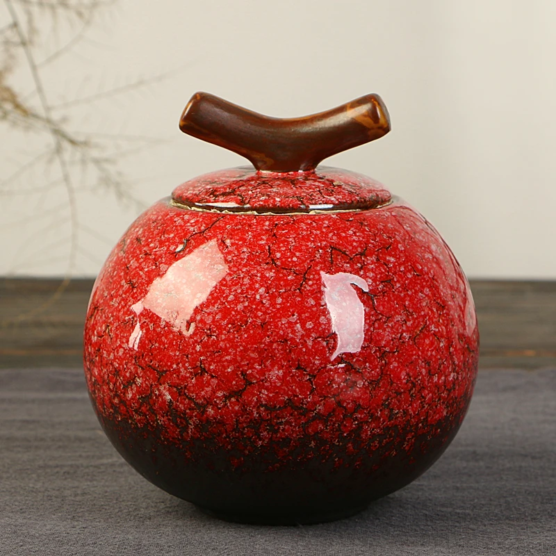 Kiln Tea Caddy Large Tea Set Ceramic Sealed Storage Tea Box Tea Sets