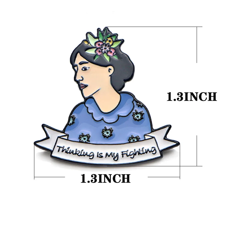 P3785 Dongmanli Virginia Woolf "Thinking is my Fighting" металлические эмалированные броши и булавки Нагрудный значок для рюкзака воротник ювелирные изделия