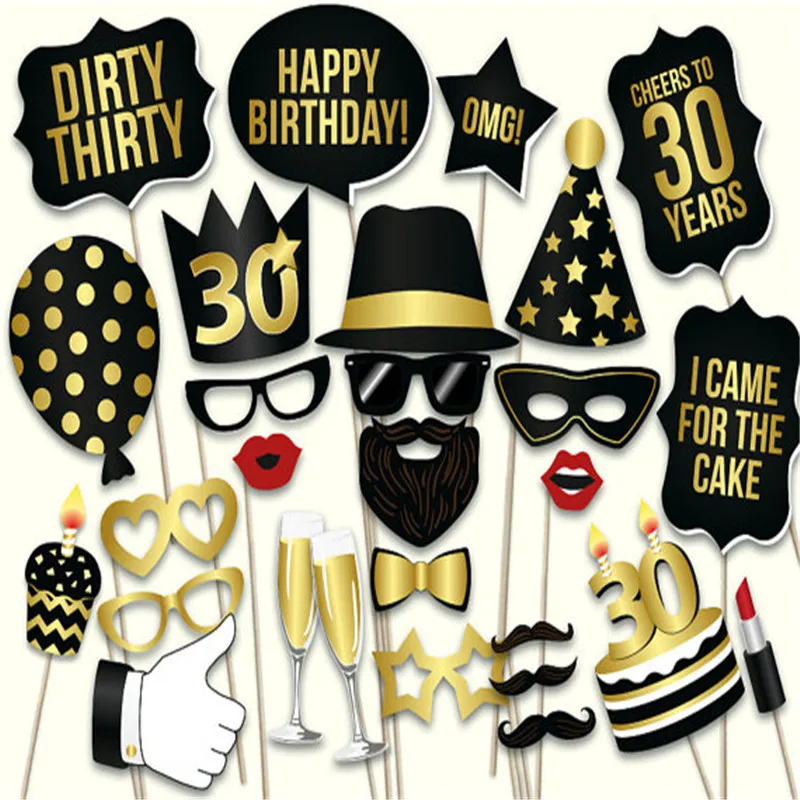 Happy Birthday Party Photo Booth Props His or Hers Birthday Celebration