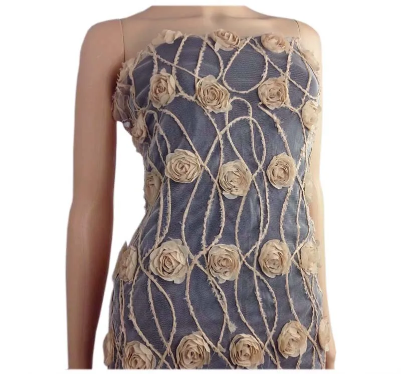 3D африканская кружевная ткань, Diy швейная одежда, шифоновая кружевная ткань для платья, сетка, тюль, Лоскутная вышитая кружевная ткань