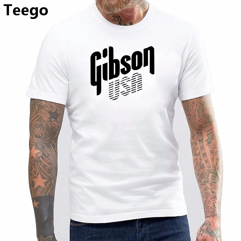 

Gibson Usa Guitar Rock T-Shirt 100% Heavy Cotton Excellent Quality men's top tees