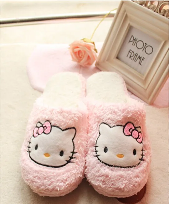 2017 fashion hello kitty pattern home slippers women's cute indoor