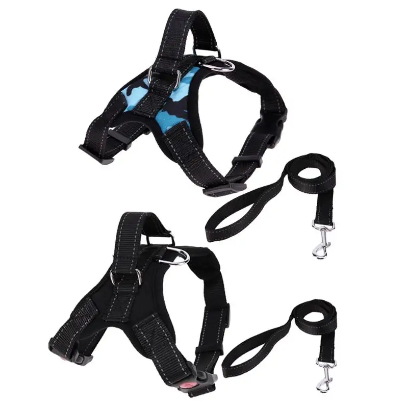 Pet Dog Harness Set Collar Chest Strap Vest and Traction Rope Lead
