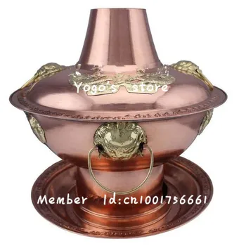 

30cm China copper hot pot thickened Mongolian Chinese dragon charcoal Sichuan Chongqing fondue pot old Beijing handmade fire pot