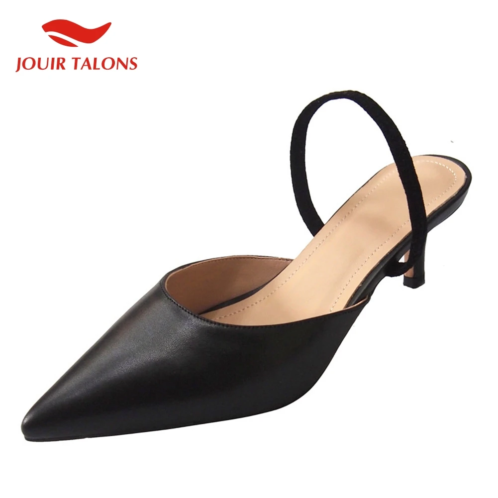 

JOUIR TALONS brand design top quality soft genuine leather Woman Shoes sexy pointed toe thin Heels Party shoes woman Mules pumps