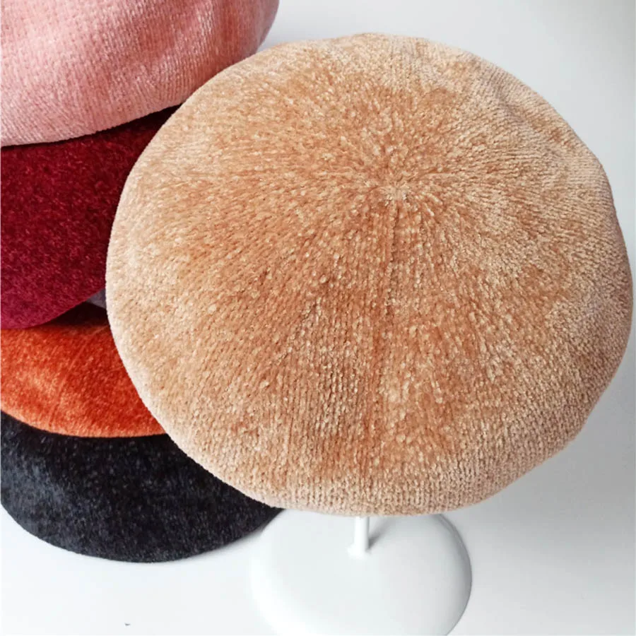 

MAXSITI U Solid color chenille soft warm retro beret wo'men fashion painter hat