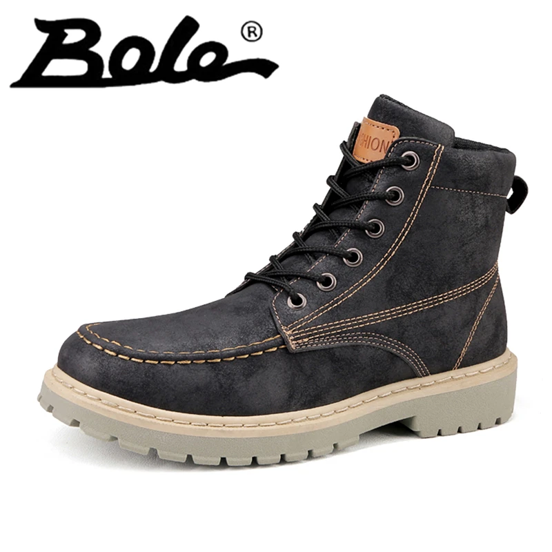 

Men Ankle Boots Short Top Leather Solid Round Toe Boots with Spring Autumn Lightweight Boots for Men's Hard Wearing Rubber Sole