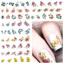 YZWLE, 1 лист, на выбор, шикарные Цветочные узорами, дизайн ногтей, переводные наклейки для воды, наклейки, аксессуары для украшения ногтей