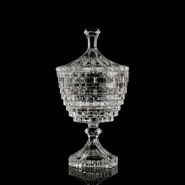 

Candy jar palace style European crown relief with lid Glass Candy Jar transparent dried fructose box living room furnishings