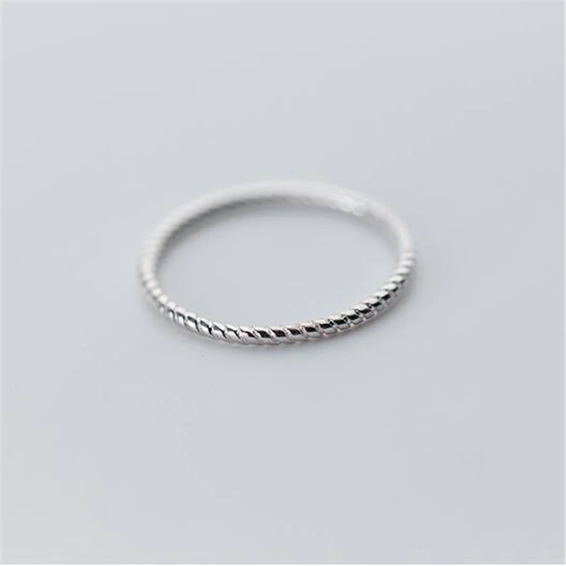 100% 925 Sterling Silver Jewelry Size 5-17 Ring HongKong Size Twist Shape Thin Ring Silver Rings Jewelry Women J3470