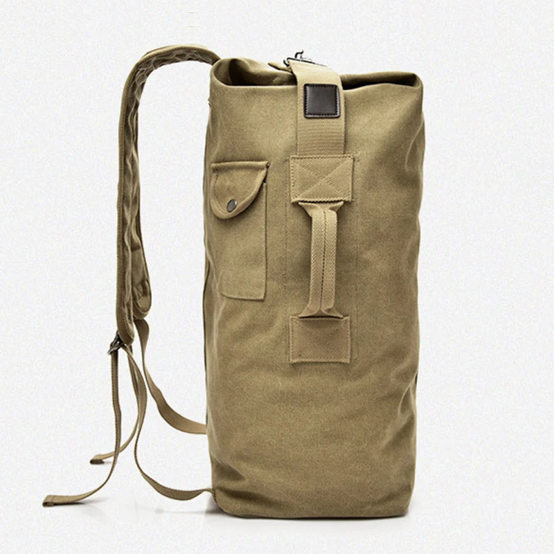 Backpack Men Canvas Military Multifunction Bucket Shaped Shoulder Bags