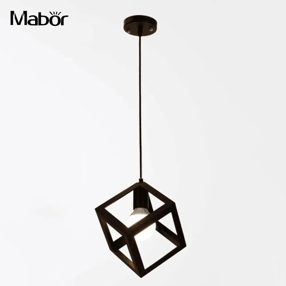 Us 10 99 10 Off E27 Bulb Cage Guard Ceiling Square Lamp Shade For Home Light Fitting Bar Vintage Cage Pendant Light Hanging Lamp Iron Art Cage In