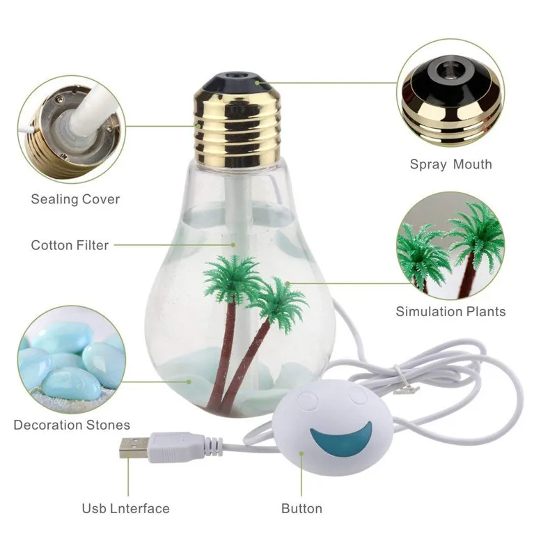 Online 400 Ml LED Lampu Udara Ultrasonic Humidifier untuk Home Diffuser Minyak Esensial Penyemprot Air Freshener Mist Pembuat dengan LED cahaya