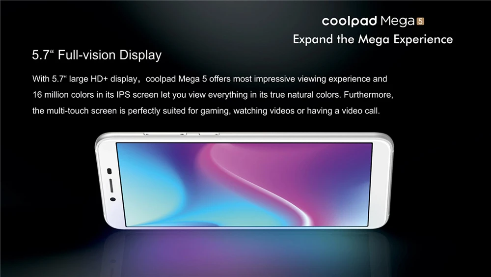 COOLPAD мега 5 4 аппарат не привязан к оператору сотовой связи смартфон 5,7 дюймов 3 Гб оперативной памяти, 32 Гб встроенной памяти, уход за кожей лица разблокировка отпечатком пальца 13,0+ 5,0 Мп Android 8,1 3000 мАч мобильного телефона из закаленного стекла