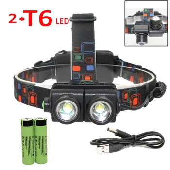 

2x XML T6 LED Headlamp Utral Bright Headlight 4 Mode Head Lamp Light Flashlight Torch Lantern + 2x 18650 battery + Charger