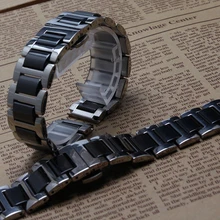 High quality popular watchbands Black Ceramic with Stainless steel Watchband Strap Bracelets for wristwatch 16mm 18mm
