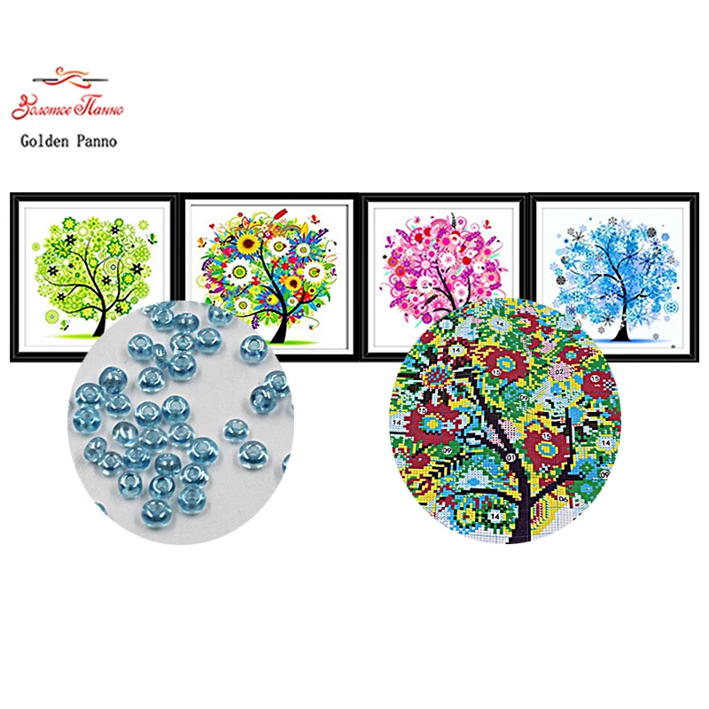

Golden Panno,Needlework,DIY,beads,Cross stitch,Embroidery stitch,Precise Printed painting,plant Pattern, Cartoon tree