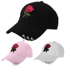 Летний Для женщин Повседневное Бейсбол Кепки цветок Вышивка Hat Кепки розовый черный, белый цвет Snapback Шапки Для женщин Для мужчин