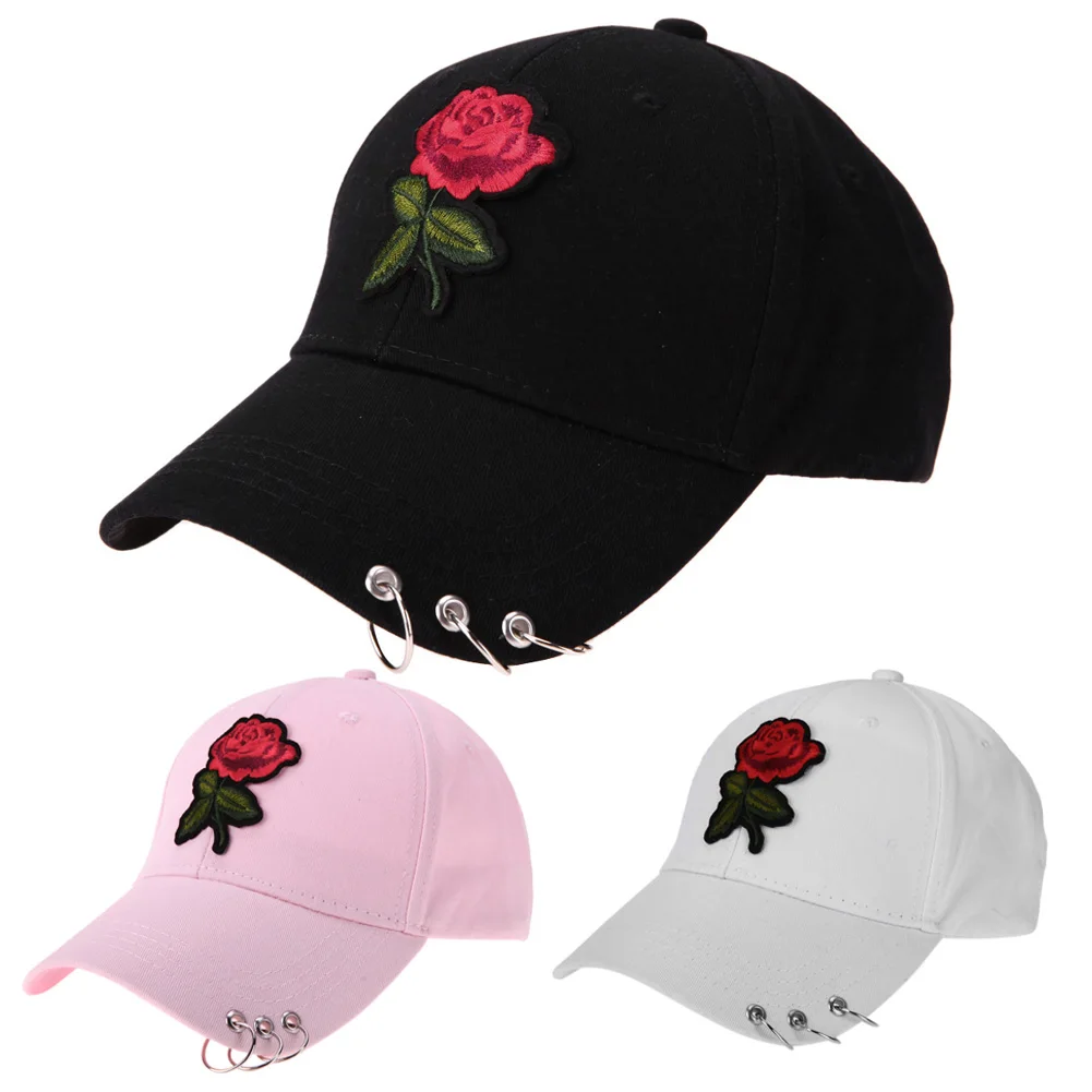 جديد الصيف 2018 عارضة زهرة التطريز قبعة بيسبول قبعة الوردي أسود أبيض snapback القبعات للنساء الرجال