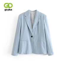 GOPLUS High Quality New 2019 Spring Blue Blazer Long Sleeve Single Button Women's Blazers Office Lady Coats Jacket Outwear C8927