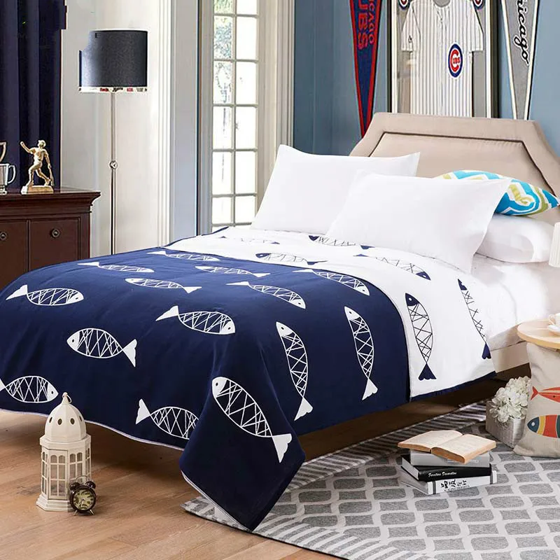 

2018 Fashion Cotton Blanket on the bed Korean Fish Zebra Sofa Travel Soft Bedspread Bedding Quilt Sheet 1pcs Hot sale