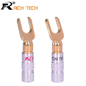 

5pairs/10pcs Y/U Type Brass Speaker Plugs Audio Screw Fork Spade Connector Gold plated powercon BINDING POST banana plugs