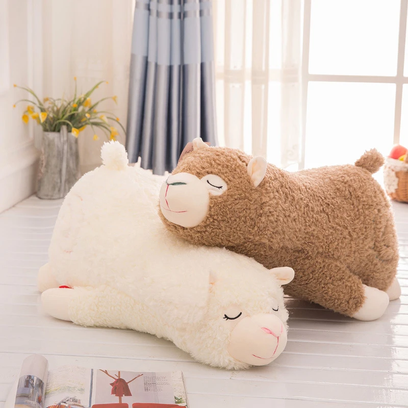 

Chair Cushion Alpaca Plush Toy Stuffed Llama Girls Gift Back Cushions For Sofa White Brown Alpaca Doll Animal Cute Pillow Cheap