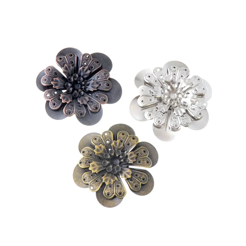 

10PCs Filigree Flower Wraps Connectors Embellishments Crafts Gift Decoration DIY 4.9x4.5cm J0630