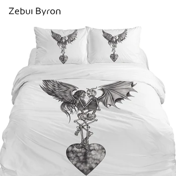 

3D Luxury Bedding Set King/Queen/Double/Eruo/USA Size,Print Blanket/Quilt/Duvet Cover Set,Angel demon Skull Bed Set,Drop Ship