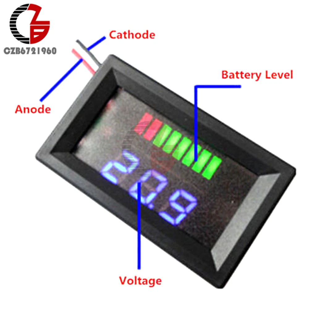 0,5" светодиодный цифровой вольтметр 6 в 12 В 24 в 36 в 48 В индикатор емкости батареи Измеритель Напряжения свинцово-кислотная мощность вольт тестер детектор