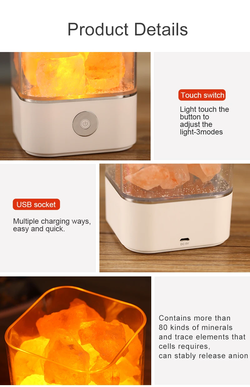 USB Crystal Light Природные Гималайской соли лампа Светодиодная лампа создатель Indoor яркая настольная лампа Спальня лава лампа